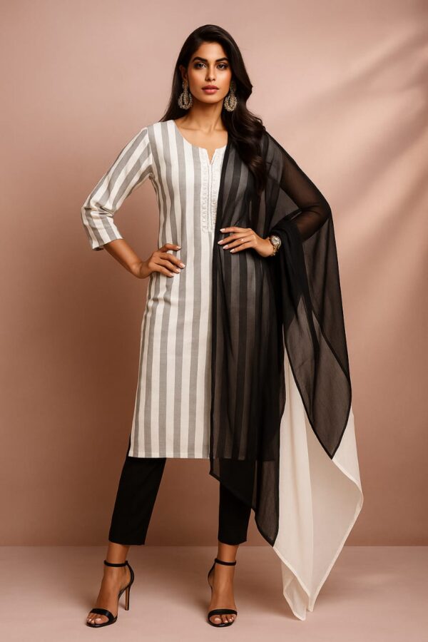 Elegant Mirror Embroidered Rayon Kurti Set