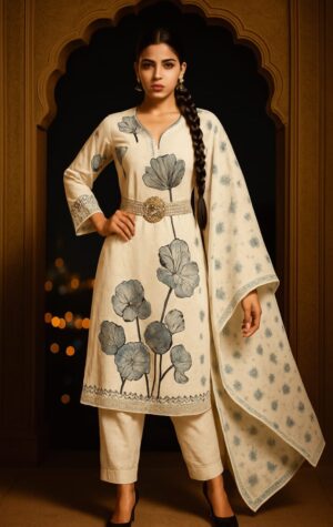 GraceLine Straight Suit with One-Way Print