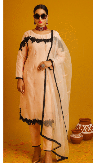 Party wear straight peach embroidery suits
