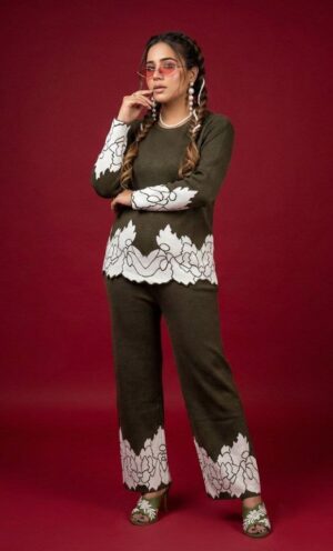 Premium Floral Edge Knit Winter Co-Ord Set (Available in 3 Colors)