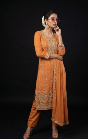 Embroidered Silk Kurta Set with Dupatta (Multiple Color Options)