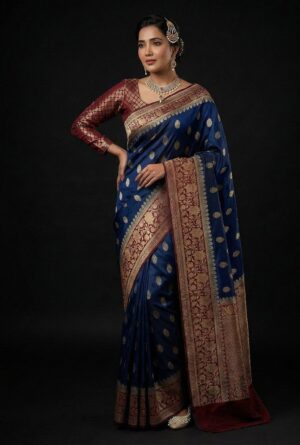 Floral Buti Banarasi Silk Saree – Zari Weave