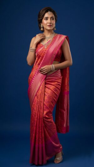 Pochampalli Silk Saree with Traditional Zari BorderParrot Green Gold Olive Gold Mustard Yellow Gold Orange Pink Peacock Green Purple Rose Pink